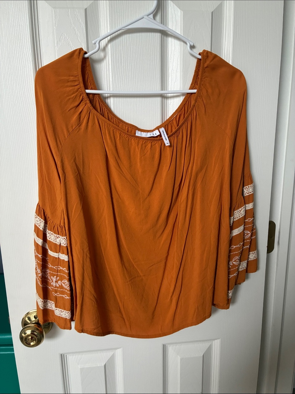 Urban Outfitters Rust Orange Peasant Bell-Sleeve Tunic